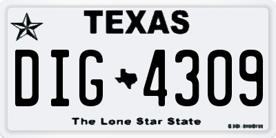 TX license plate DIG4309