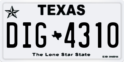 TX license plate DIG4310