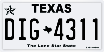 TX license plate DIG4311