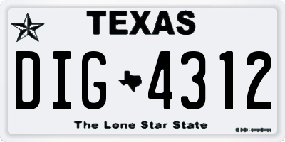 TX license plate DIG4312