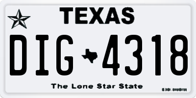 TX license plate DIG4318