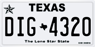 TX license plate DIG4320