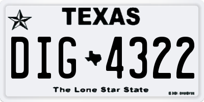 TX license plate DIG4322