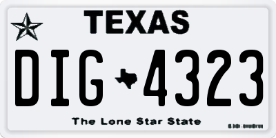 TX license plate DIG4323