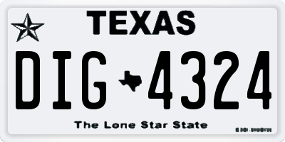TX license plate DIG4324