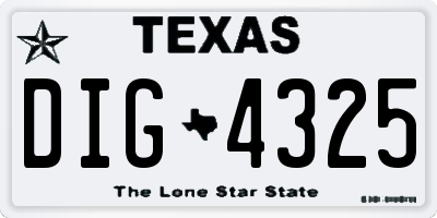 TX license plate DIG4325