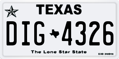 TX license plate DIG4326