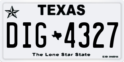 TX license plate DIG4327