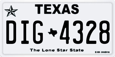 TX license plate DIG4328