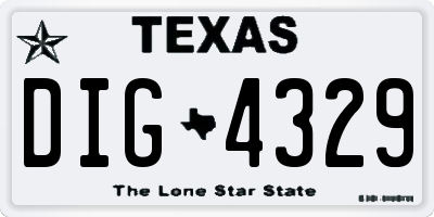 TX license plate DIG4329