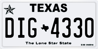 TX license plate DIG4330