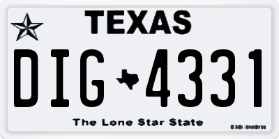 TX license plate DIG4331