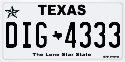 TX license plate DIG4333