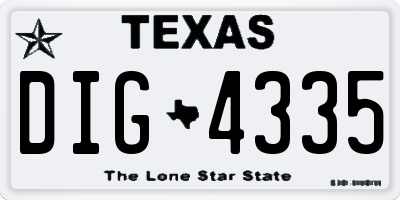 TX license plate DIG4335