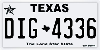 TX license plate DIG4336