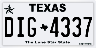 TX license plate DIG4337