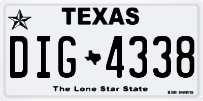 TX license plate DIG4338