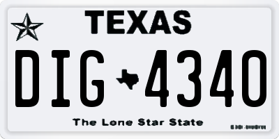 TX license plate DIG4340