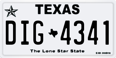TX license plate DIG4341
