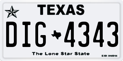 TX license plate DIG4343