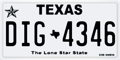 TX license plate DIG4346