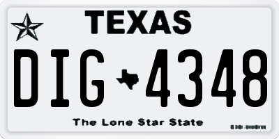 TX license plate DIG4348