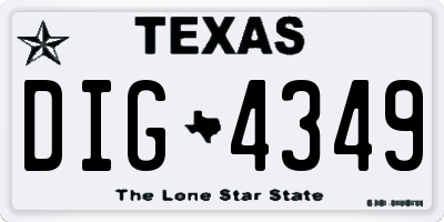 TX license plate DIG4349