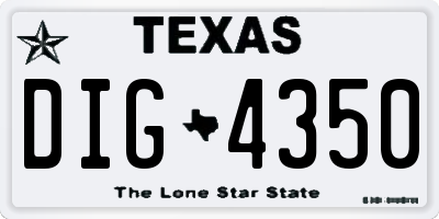 TX license plate DIG4350