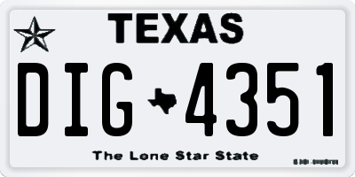 TX license plate DIG4351