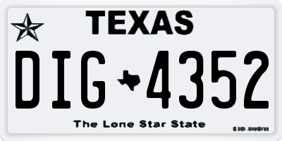 TX license plate DIG4352