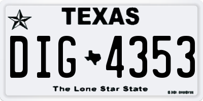 TX license plate DIG4353