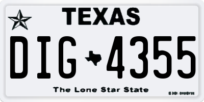 TX license plate DIG4355