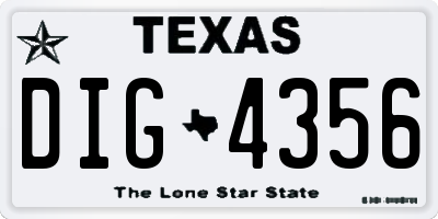 TX license plate DIG4356