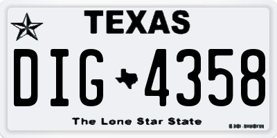 TX license plate DIG4358