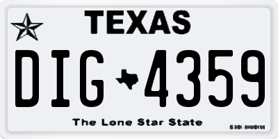 TX license plate DIG4359