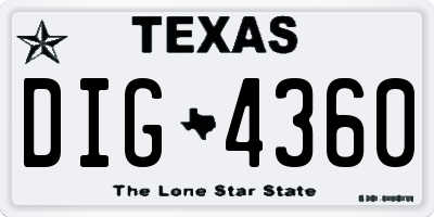 TX license plate DIG4360