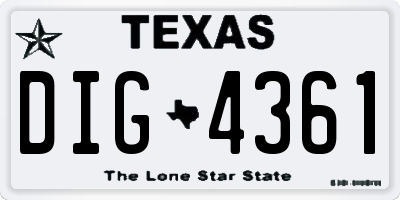 TX license plate DIG4361