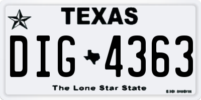 TX license plate DIG4363
