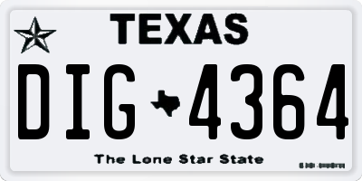 TX license plate DIG4364