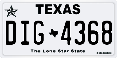 TX license plate DIG4368