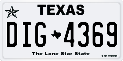 TX license plate DIG4369