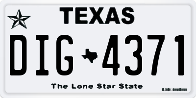 TX license plate DIG4371