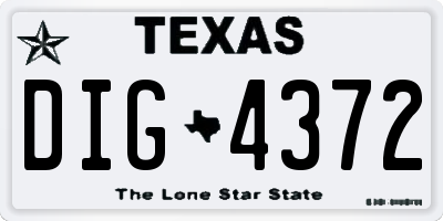 TX license plate DIG4372