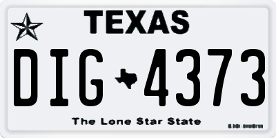 TX license plate DIG4373