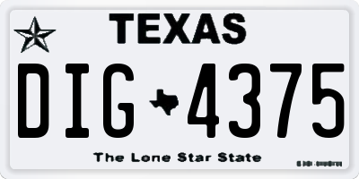 TX license plate DIG4375