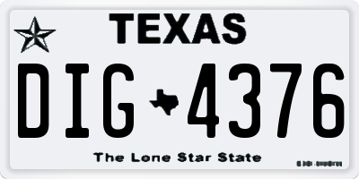 TX license plate DIG4376