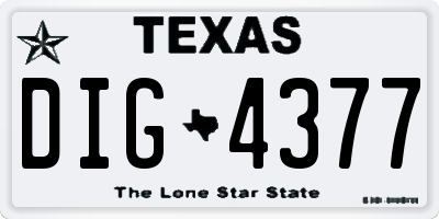 TX license plate DIG4377