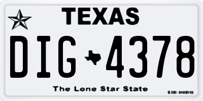 TX license plate DIG4378