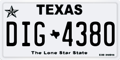 TX license plate DIG4380