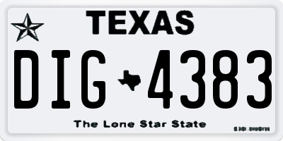 TX license plate DIG4383